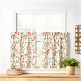 Ellis Vintage Stylish Medium Scale Printed Vine Pattern 1.5" Rod Pocket Tier for Windows Pecan