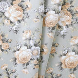 Ellis Bella Rose Stylish Medium Scale Printed Floral Pattern 1.5" Rod Pocket Tailored Swag for Windows 56"x36" Mist