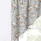 Ellis Bella Rose Stylish Medium Scale Printed Floral Pattern 1.5" Rod Pocket Tailored Swag for Windows 56"x36" Mist