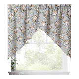 Ellis Bella Rose Stylish Medium Scale Printed Floral Pattern 1.5" Rod Pocket Tailored Swag for Windows 56"x36" Mist