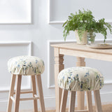 Ellis Vintage Stylish Medium Scale Printed Vine Pattern Elastic Bottom Edge Barstool Cover 13"x13" Azure