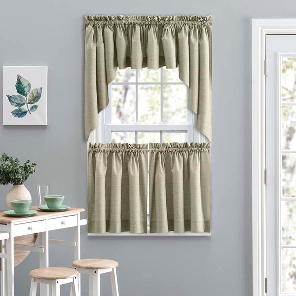 Ellis Curtain Lisa Solid Poly Cotton Duck Fabric Tailored Tiers for Living Rooms