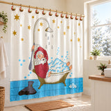 Carnation Home Fashions Holiday Christmas Santa Vinyl Shower Curtain with 12 Hooks 72x72  Multicolor