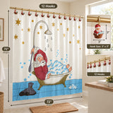 Carnation Home Fashions Holiday Christmas Santa Vinyl Shower Curtain with 12 Hooks 72x72  Multicolor
