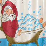 Carnation Home Fashions Holiday Christmas Santa Vinyl Shower Curtain with 12 Hooks 72x72  Multicolor