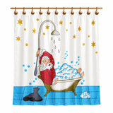 Carnation Home Fashions Holiday Christmas Santa Vinyl Shower Curtain with 12 Hooks 72x72  Multicolor
