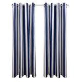 Commonwealth Seascapes Stripes Light Filtering Satiny Look Provide Privacy Grommet Outdoor Panel Pair Indigo