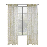 Habitat Verdure Light Filtering Rich Woven Branch Leaf Design Dual Header Curtain Panel Green