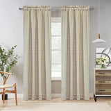 Thermalogic Checkmate Classic Room Darkening Simple Mini Check Pattern Pole Top Curtain Panel Pair Grey