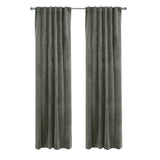 Thermaplus Seren Room Darkening Window Treatment Dual Header Curtain Panel for Bedroom Livingroom Dark Grey