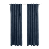 Thermaplus Seren Room Darkening Window Treatment Dual Header Curtain Panel for Bedroom Livingroom Navy