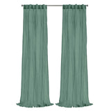 Habitat 100% Polyester Paloma Sheer Broomstick Crushed Solid Dual Header Curtain Panel Sage
