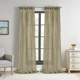 Habitat 100% Polyester Paloma Sheer Broomstick Crushed Solid Dual Header Curtain Panel Khaki