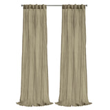 Habitat 100% Polyester Paloma Sheer Broomstick Crushed Solid Dual Header Curtain Panel Khaki