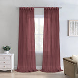 Habitat 100% Polyester Paloma Sheer Broomstick Crushed Solid Dual Header Curtain Panel Burgundy