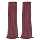Habitat 100% Polyester Paloma Sheer Broomstick Crushed Solid Dual Header Curtain Panel Burgundy