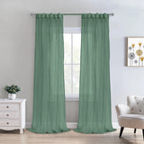 Habitat 100% Polyester Paloma Sheer Broomstick Crushed Solid Dual Header Curtain Panel Sage