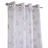 Habitat Magnolia Light Filtering Pink Watercolor Floral Print Grommet Curtain Panel White Pink