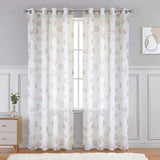 Habitat Magnolia Light Filtering Pink Watercolor Floral Print Grommet Curtain Panel White Pink