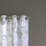 Habitat Kyoto Floral Print Soothing Tones Light Filtering Grommet Curtain Panel for Bedroom White