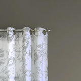 Habitat Kyoto Floral Print Soothing Tones Light Filtering Grommet Curtain Panel for Bedroom White