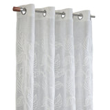 Habitat 100% Polyester Lausanne Sheer Chenille Leaf Delightful Texture Grommet Curtain Panel 52" x 84" Off White