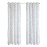 Habitat 100% Polyester Lausanne Sheer Chenille Leaf Delightful Texture Grommet Curtain Panel 52" x 84" Off White