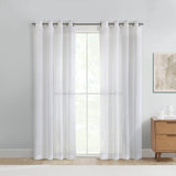Habitat 100% Polyester Daphne Sheer Grommet Faux Linen Solid Curtain Panel White