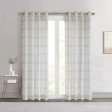 Habitat 100% Polyester Jasper Sheer Faux Linen Stripe Grommet Curtain Panel White