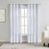Habitat 100% Polyester Selina Sheer Grommet Leaf Embroidered Curtain Panel White