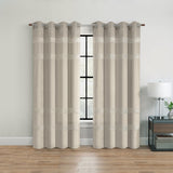 Habitat 100% Polyester Phoebe Light Embroidered Stripe Filtering Grommet Curtain Panel Taupe