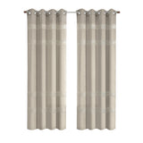 Habitat 100% Polyester Phoebe Light Embroidered Stripe Filtering Grommet Curtain Panel Taupe