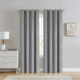 Thermaplus 100% Polyester Duo Reversible Tone Textured Blackout Grommet Curtain Panel  Grey to Taupe