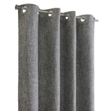 Thermaplus 100% Polyester Duo Reversible Tone Textured Blackout Grommet Curtain Panel Black to Light Grey
