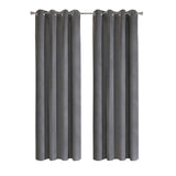 Thermaplus 100% Polyester Duo Reversible Tone Textured Blackout Grommet Curtain Panel Black to Light Grey