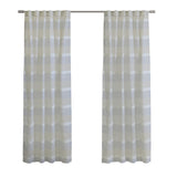 Habitat 100% Polyester Nathan Stripe Sheer Faux Linen Dual Header Curtain Panel Blue