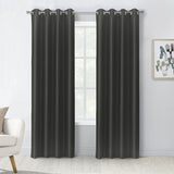 Thermaplus 100% Polyester Glacier Balance Temperature Solid Faux Silk Blackout Grommet Curtain Panel