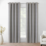 Thermaplus 100% Polyester Mason Lightweight Texture Printed Blackout Grommet Curtain Panel Silver
