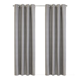 Thermaplus 100% Polyester Mason Lightweight Texture Printed Blackout Grommet Curtain Panel Silver