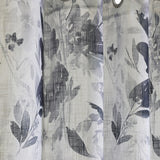 Habitat 100% Polyester Nora Faux Linen Floral Sheer Grommet Curtain Panel 52" x 84" in Steel Blue