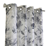Habitat 100% Polyester Nora Faux Linen Floral Sheer Grommet Curtain Panel 52" x 84" in Steel Blue