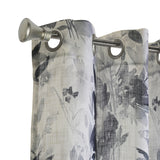 Habitat 100% Polyester Nora Faux Linen Floral Sheer Grommet Curtain Panel 52" x 84" in Steel Blue