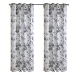 Habitat 100% Polyester Nora Faux Linen Floral Sheer Grommet Curtain Panel 52" x 84" in Steel Blue