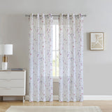 Habitat 100% Polyester Hazel Sheer Faux Linen Floral Grommet Curtain Panel Pink