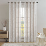 Habitat 100% Polyester Sheila Light Filtering Faux Linen Floral Grommet Curtain Panel 52" x 84" Taupe