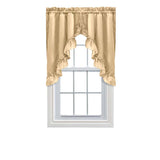 Ellis Stacey Solid Color Window 1.5" Rod Pocket High Quality Fabric Ruffled Swag 60"x38" Almond