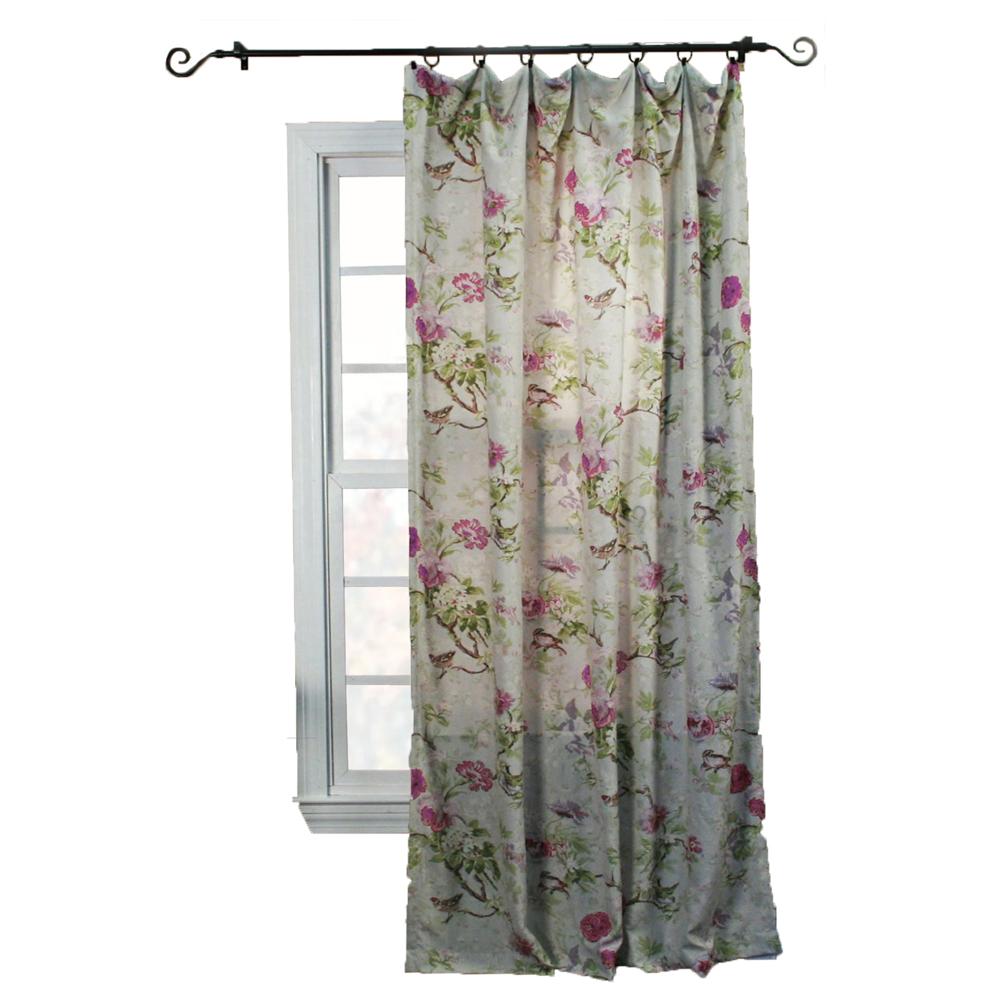Balmoral Floral Print Tailored Panel Curtain 48-Inch-by-63-Inch - Lilac / Green