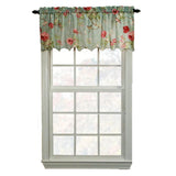 Balmoral Floral Print Semi Sheer Valance Curtain 48-Inch-by-15-Inch - Sage / Wine