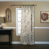 Ellis Curtain Script 100 Percent High Quality Fabric Classic Print Rod Pocket Panel Window Curtain - 48 x 63", Black