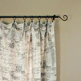 Ellis Curtain Script 100 Percent High Quality Fabric Classic Print Rod Pocket Panel Window Curtain - 48 x 63", Black